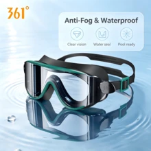 361degree 1pc 361° Large Frame Wide View HD Anti-Fog Waterproof Leakproof Swim Goggles For Women Men Adult, With Portable Storage Case, Pool Beach Swimming Gear - Grey-green - View 2