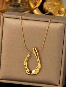 VceTd 1/2/3PCS Set Perhiasan Wanita Stainless Steel Gaya Modis dan Berlebihan dengan Desain Geometris Asimetris, Cocok untuk Pemakaian Sehari-hari, Liburan, atau Hadiah - Yellow Gold - View 4