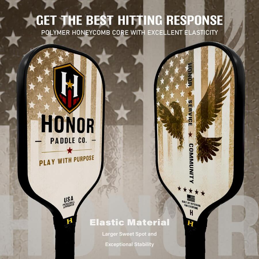 HONOR Pickleball Paddle T700 Carbon Fiber Surface USAPA Certified Enhanced Grip And Spin 16MM Polypropylene Honeycomb Core Suitable For Beginners And Advanced Players