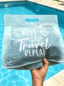 WORK SAVE TRAVEL REPEAT 透明盥洗包，防水旅行收納袋，適合存放洗髮精、乳液、化妝品等，為旅行/日常使用增添時尚與實用感，適合旅行者、通勤族、學生、美容愛好者，是旅行、健身、飯店住宿、日常浴室收納的理想選擇，用途廣泛，可作為盥洗收納袋使用 - 彩色 - 查看 11