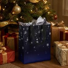 30pcs Christmas Gift Bags With Handles, Blue Snowflake Holiday Gift Tote Bag, 7.9 X 9.8 X 3.9 Inch Christmas Present Bags For Xmas Party, Holiday Gift Wrapping - Dark Blue - View 5