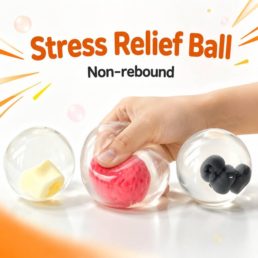 1pc Transparent Non-Bouncing Stress Ball, Clear Squeeze Toy, Pocket Size Decompression Toy, Suitable For Office Study Room Daily Stress Relief, Small Holiday Gift - Multicolor - View 1