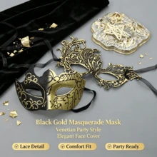 Couples' Masks – Venetian-Style Masks Featuring Shimmering Metallic Wire And Raspberry-Colored Rhinestones; Men's Carnival Mask (Masks Are Hand-Painted, So Slight Variations In Lines May Occur, But This Does Not Affect Usability). - A - View 11
