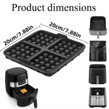 1/2 cái khuôn nướng bánh waffle vuông đa năng, khay nướng chống dính dễ vệ sinh, phù hợp cho hầu hết nồi chiên không dầu 4-7QT, tái sử dụng được, dùng cho bánh waffle kiểu Bỉ, socola, bánh pancake và trứng khối, thiết kế nhỏ gọn, dùng được với máy rửa bát, phụ kiện nhà bếp, dụng cụ nướng bánh cho bếp gia đình - Xem 3