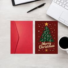 2pcs Set (Envelope And Postcard) Merry Christmas Holiday Postcard, With Christmas Tree And Musical Note Pattern, Perfect For Sending Warm Wishes To Family, Friends, Colleagues And Loved Ones. - Sets - View 5