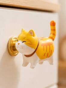 Cute Cat Shaped Drawer Pulls, 3D Animal Cabinet Knobs, Suitable For Nursery Decor, Decorative Furniture Handles - Handle - View 3