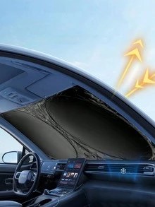 Car Windshield Sun Shade - UV Protection & Heat Insulation, Foldable Sunshade, Cools Car Interior And Dashboard, Universal Fit Summer Essential - Silver - View 8