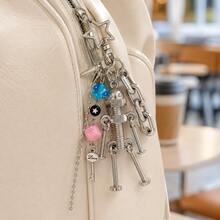 1pc Cyberpunk Spring Doll Keychain, Dice Rivet Chain Pendant, Personalized Y2K Punk Style Bag Charm Creative Gift - Multicolor - View 2