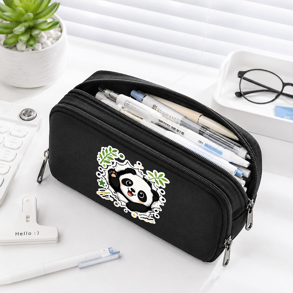 Panda High-Quality Oxford Cloth Pencil Case, Large-Capacity Multi-Compartment, Easy And Stylish, Stationery Bag, Wash Bag, Back To School Supplies Essentials