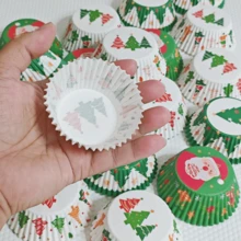 聖誕蛋糕杯烘焙紙襯墊 聖誕裝飾蛋糕杯紙襯墊 防油蛋糕紙襯墊 - 聖誕蛋糕紙杯 - 查看 5