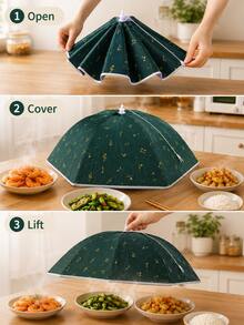 Large Round Foldable Vegetable Cover - Carbon Steel Frame With Fabric, Suitable For Kitchen Countertop And Dining Table Protection, Dust-Proof, Heat Retention, Vegetable Storage, Decorative Kitchenware, Sturdy Structure, Ideal For Cooking Enthusiasts, Fashionable Kitchenware, Durable Material, Food Protection Cover, Home Chefs - Multicolor - View 6
