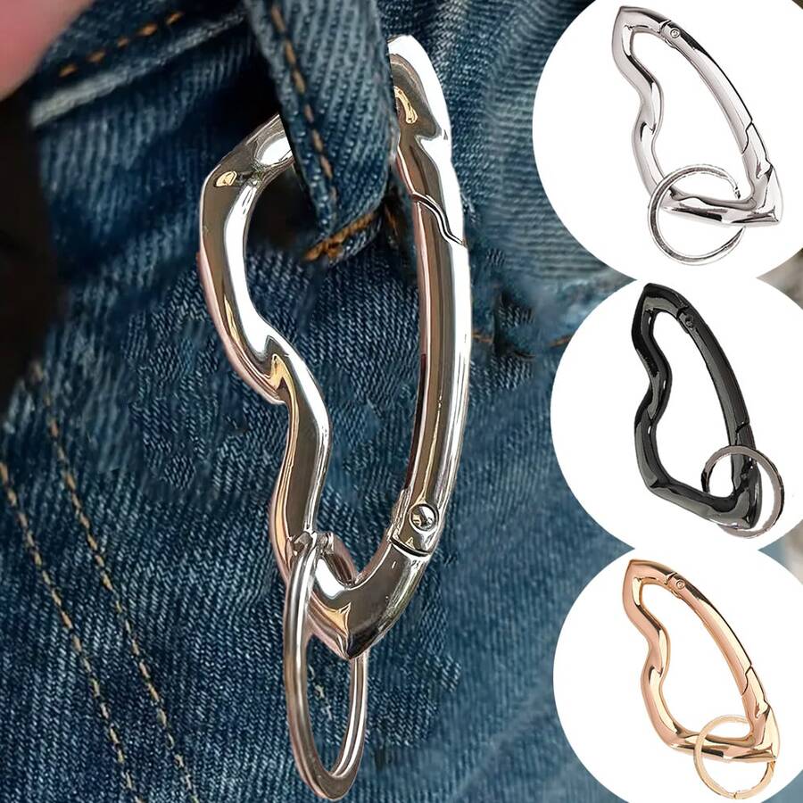 1pc Heavy Duty Punk Rock Keychain With Carabiner Clip, Metal Cross Zinc Alloy, Dog Clip, Suitable For DIY Lanyard, Bag Clip, Dog Chain - Grey - View 1