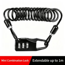 1pc Combination Helmet Lock, Retractable Steel Cable Lock, Portable 3-Digit Combination, Outdoor Cycling Anti-Theft Lock - Multicolor - View 1