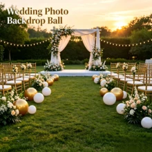 Gold /White Inflatable Beach Ball, PVC Inflatable Ball For Wedding Birthday Party Decor, Summer Pool Photo Prop - Multicolor - View 4