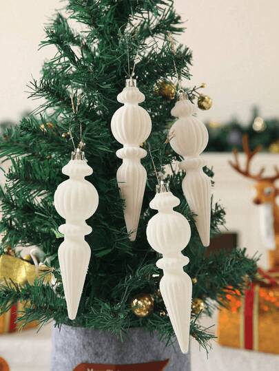 6/12 Piece Set - 7-Inch Velvet Christmas Ornaments Textured Christmas Tree Decorations With Hanging Rings Shatter-Resistant Home Decor Perfect For Christmas, Weddings, And Holiday Home Decor (White)