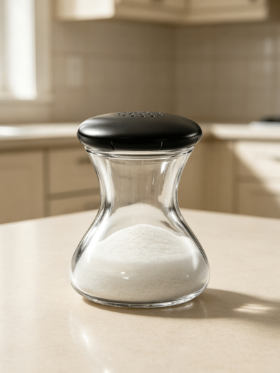 Salt Shaker, 5.1 * 4.5 Cm, Made Of Glass And Matte Stainless Steel – An Essential Kitchen Must-Have.