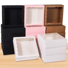 6/12pcs 20.32cm X 20.38cm Bread Box, Pie Box, Cookie Box, Chocolate Strawberry Box, Cake Box/Suitable For Wedding/Birthday/Christmas/Holiday - Pink - View 4