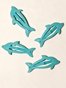10/4/2pcs Summer Blue Dolphin Cute Hair Clips, Girls Bangs Clip Side Hair Accessory, Simple Loose Hair Clip, Fresh And Cute - Multicolor - View 7