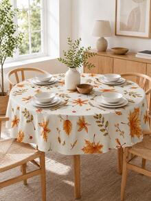 1pc Autumn Leaf Tablecloth, Vintage Fall Maple Leaves Pattern Table Cover, Rustic Farmhouse Polyester Dining Table Cloth For Kitchen Home Decor Thanksgiving - D - View 11