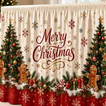 Taplak Meja Natal Tradisional, Taplak Meja Poliester Motif Selamat Natal, Dekorasi Liburan Merah dan Hijau, dengan Pola Pohon Natal, Kue Jahe, dan Kepingan Salju, Dekorasi Pesta Makan Malam Natal yang Elegan untuk Rumah dan Restoran - A - View 8