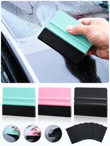 4pcs Felt Edge Squeegee Vinyl Film Application Tool, Car Window Film Installation Kit, Includes Extra Replacement Felt, Straight Edge Squeegee Applicator, Suitable For Car Body Wrap, Window Film, Decals And Stickers, Scratch-Resistant Car Maintenance Tool - Multi-color - View 5