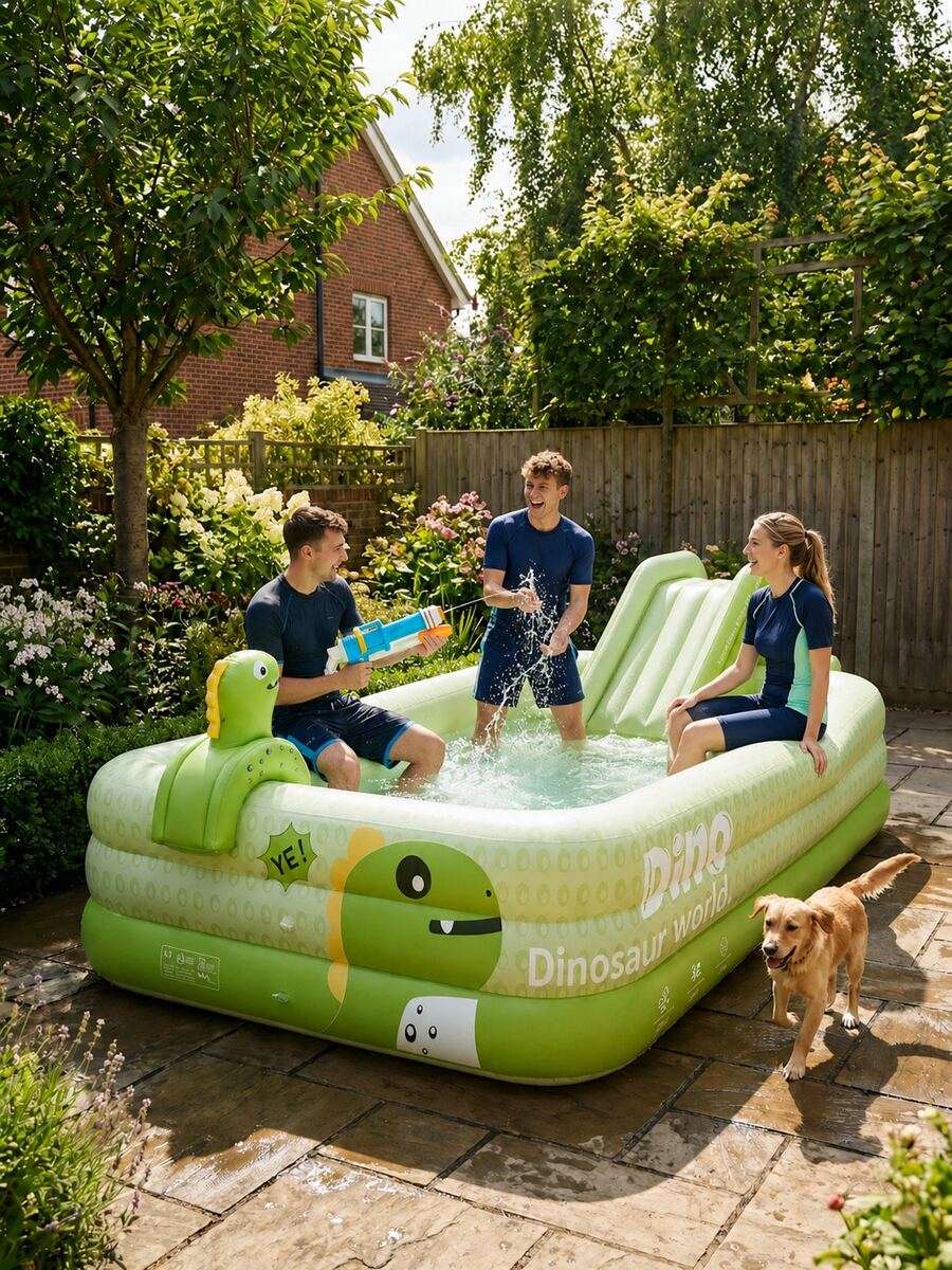 1pc Large Durable PVC Inflatable Swimming Pool, Suitable For Adults And Families, Above Ground Inflatable Pool, Spacious Lounge Area Design, Easy To Install Portable Water Play Pool, Suitable For Backyard Garden Patio Lawn, Outdoor Summer Water Games, Cooling Off, Pool Party Holiday Gift