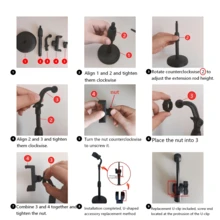 1 buah/Dudukan Ponsel Putar yang Dapat Diatur, Tahan Air, ABS, Tripod Meja, Dudukan Video/Streaming Langsung Ponsel, Dudukan Mudah, Penahan Ponsel (Langkah Pemasangan Lihat Video di Halaman), Hadiah, Kado, Dudukan Tetap (Termasuk Suku Cadang Pengganti, Langkah Pemasangan Lihat Gambar Detail) - Hitam - View 4