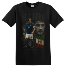 Alessandro Del Piero Italy Soccer T Shirt Legend Number 10 Captain Tee - 黑色的 - 查看 1