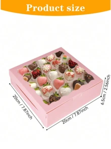 6/12pcs 20.32cm X 20.38cm Bread Box, Pie Box, Cookie Box, Chocolate Strawberry Box, Cake Box/Suitable For Wedding/Birthday/Christmas/Holiday - Pink - View 5