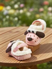 HAHABOBO New Winter Kids Cute Dog EVA Clog Slippers, Fleece Lining Warm, Easy On/Off For Boys And Girls, Great Holiday Gift (Random Color) - Pink - View 4