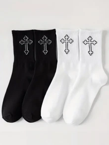 1/2/4/5/8/10/20 Pairs[Sports Lover Essential]Men's Mid-Calf Sports Socks | Breathable & Moisture-Wicking | High Elasticity | Striped Color Block Design | Comfortable Must-Have | Limited Time Offer, Suitable For Daily Outfit, Fall - Multicolor - View 1