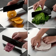 1pc Stainless Steel Cutting Board, Rust-Proof , Suitable For Home Kitchen, Restaurant Cooking, Housewife, Chef Use. Flat Metal Cutting Board, Easy To Clean, Unbreakable, Durable, Antibacterial, Essential Kitchen Tool. Suitable As Christmas, Thanksgiving Gift - View 7