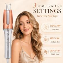 25mm Automatic Hair Curler, One-Touch Curling Iron With Dual-Direction Rotation, Fast Heating, 3 Temperature Settings, Anti-Scald & Anti-Tangle Rotating Curling Wand, Dual Voltage Travel Hair Styling Tool For Women - Silver - View 7