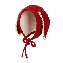 1pc Cute Rabbit Ear Corduroy Lace Decor Baby Beanie Hat, Ear Protection Newborn Cap For Autumn/Winter, Suitable For Daily Home And Outdoor Wear - Ear - View 9