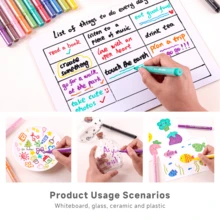 1pc Whiteboard Marker, Colorful, Refillable, Large Capacity, Erasable, Thick Round Tip, For Teacher Whiteboard, Student Drawing And Writing - Multicolor - View 7
