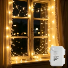 1pc 50‑100LEDs Remote‑Controlled Firecracker String Fairy Lights, 8 Lighting Modes Copper Wire Lights, Battery Operated With Timer, Warm White Waterproof LED Lighting For Patio Party, Wedding Ornament, Eid Al‑Adha Home Decor - Battery-powered Firecracker Lights - View 5