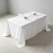 2pcs 145*260cm Decor Table Cover Rectangular Tablecloth Satin Tablecloth, Smooth Fabric Table Decor, For Wedding Table Decor, Dining Table Banquet Event Table Decor - White - View 12