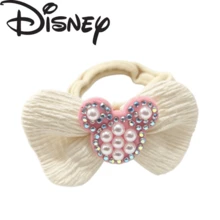 Coleteros de tela con lazo estilo Disney Minnie, perlas y strass, accesorios para el cabello de decoración navideña y de Halloween, beige y azul, 2 colores disponibles - Multicolor - Ver 11
