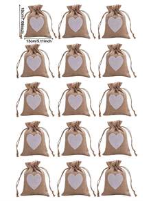 8pcs/15pcs Heart Burlap Drawstring Gift Bags, Small Linen Pouches With Heart Patch, Multi Color Reusable Fabric Treat Bags For Wedding Favor, Bridal Shower, Holiday Party Storage - Diverse - View 20