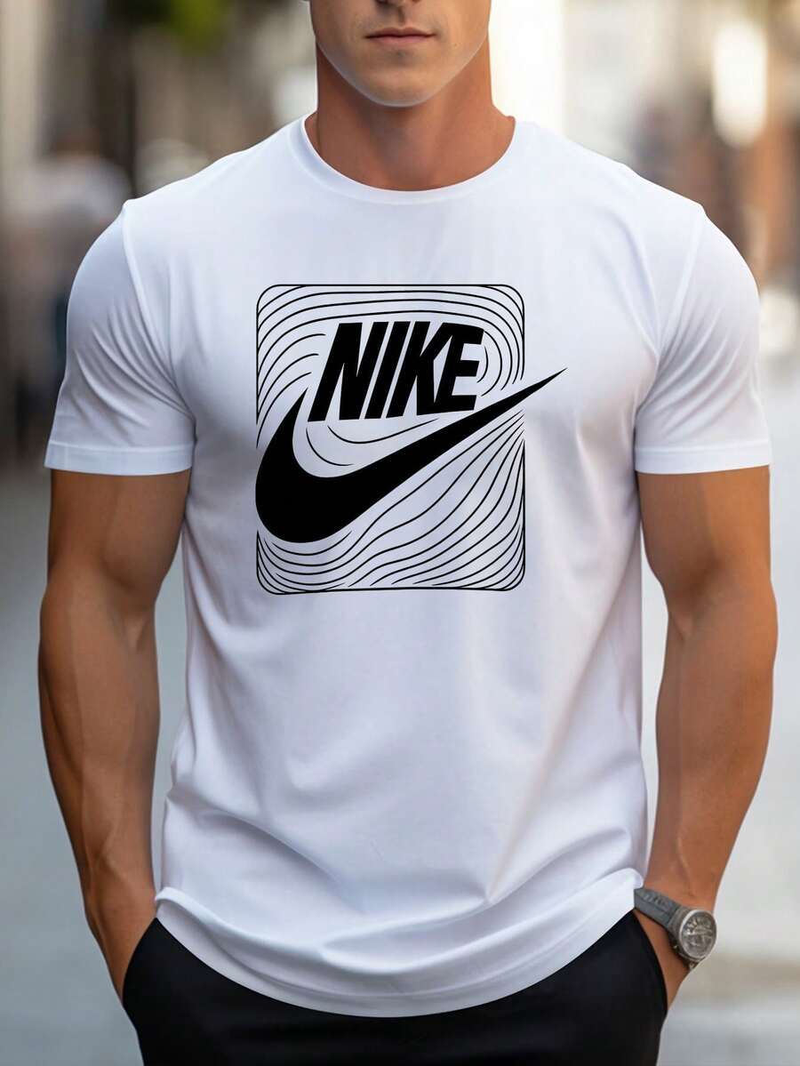 Men's Pure Cotton Crew Neck Short Sleeve T-Shirt Casual Summer Graphic Shield Print Oversized Daily Wear Comfortable Breathable Basic Tee - 白色 - 查看 1