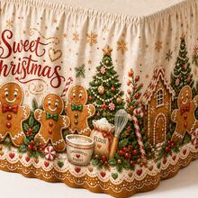 Christmas Gingerbread Man Table Skirt, Sweet Christmas Holiday Tablecloth Decoration With Snowflake, Candy Cane, Christmas Tree And Gingerbread House Patterns, Cozy Farmhouse Style Dining Room Table Skirt, Suitable For Christmas Party, Family Dinner, Kitchen Decor - A - View 9