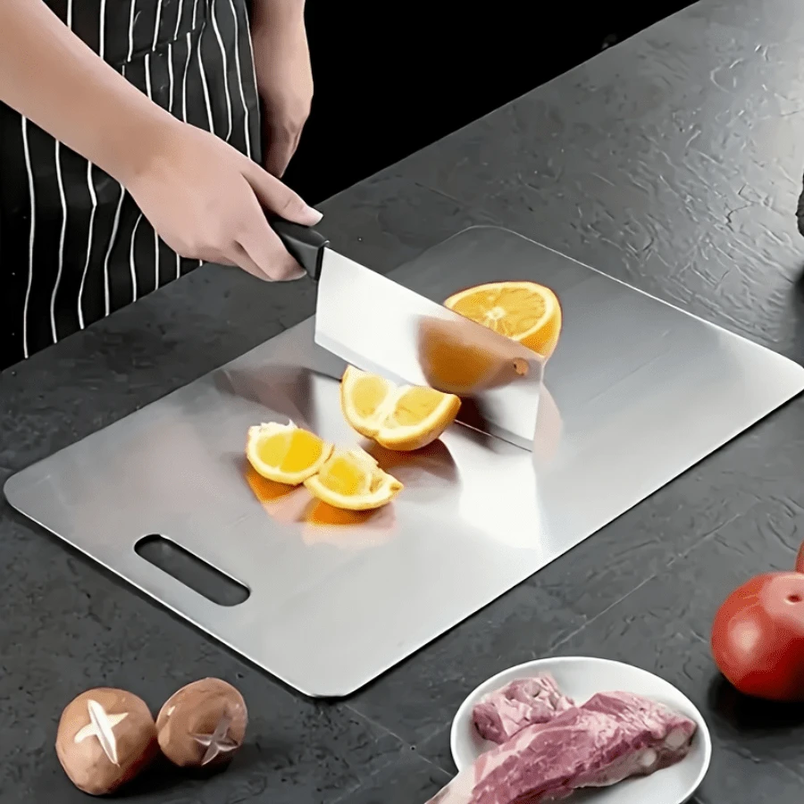 1pc Stainless Steel Cutting Board, Rust-Proof , Suitable For Home Kitchen, Restaurant Cooking, Housewife, Chef Use. Flat Metal Cutting Board, Easy To Clean, Unbreakable, Durable, Antibacterial, Essential Kitchen Tool. Suitable As Christmas, Thanksgiving Gift - View 1