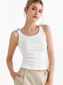 Adidas Dance Bra, Slim Fit Camisole, Women's Sports Casual Vest - White - View 2