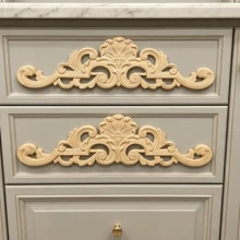 2pcs Solid Wood Carving Horizontal Flowers, Home Decorations, Woodworking Supplies, Suitable For Cabinets, Doors And Windows, Furniture, Background Walls, Porches, Offices And Other Decorations, Holiday Decorations, DIY Decorations. - Multicolor - View 4