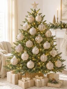 6pcs 3.15 Inch Clear Christmas Ball Ornaments Set, Shatterproof Hanging Decorations For Christmas Tree, Home, Wedding, Party, Office Decor (Blue) - Champagne - View 5