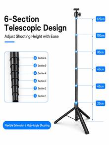 120cm Magnetic Quick Release Action Camera Selfie Stick Tripod, 6-Section Aluminum Alloy + PC Telescopic Pole With Adjustable Ball Head Mount And Built-In 1/4" Screw Interface, Compatible With DJI Osmo Action 5 Pro/4/3, Suitable For Vlog, Travel And Outdoor Shooting - View 9