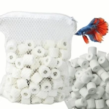 30pcs Aquarium Round Ceramic Ring Filter Media, Aquarium Cultivation, Fish Tank Filtration And Water Purification Consumables, Premium Ceramic Fish Tank Rings - Used For Aquarium Filtration Media Rings, Fish Pond Filter Material, Fish Tank Filtration, Porous Water Purification Accessories, Suitable For Freshwater And Saltwater Species, Fish Pond Filter Material, Ideal Fish Tank Filtration Material - Style A - View 1
