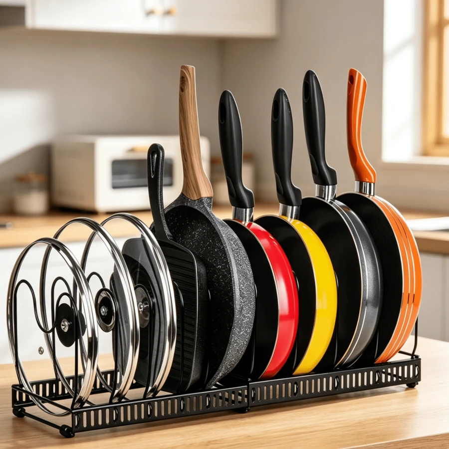 Black, Expandable Drawer Organizer For Pots And Lids With 10 Adjustable Shelves, Suitable For All Types Of Cookware, 59.7 * 17.8 * 18.5 Cm - Black - View 1