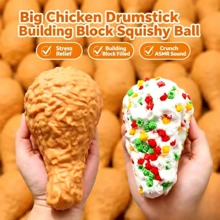 1pc Large Chicken Drumstick Squeeze Toy, Crispy ASMR Sound Stress Relief Fidget Toy, Realistic Food Shape Sensory Decompression Toy, Suitable For Adults, Creative Holiday Birthday Gift - Multicolor - View 2