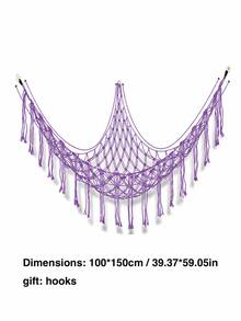 1件大號白色波希米亞風毛絨動物吊床/懸掛床，娃娃吊床，東西方動物角落收納網，附流蘇掛鉤，適用於毛絨娃娃懸掛收納，臥室裝飾，禮物，生日畢業禮物 - 彩色 - 查看 15